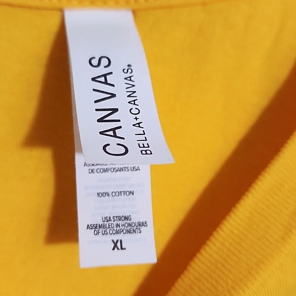 Bella Canvas Yellow Mustard Cat Outline Graphic T-Shirt Womans Size XL - Picture 2 of 6